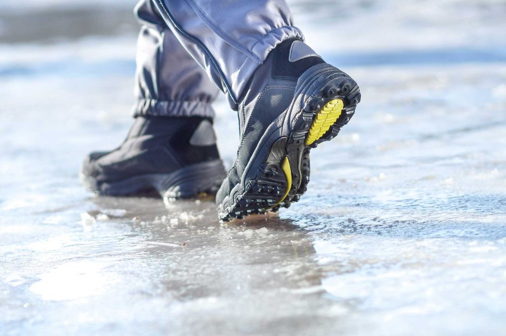 boots walking on ice